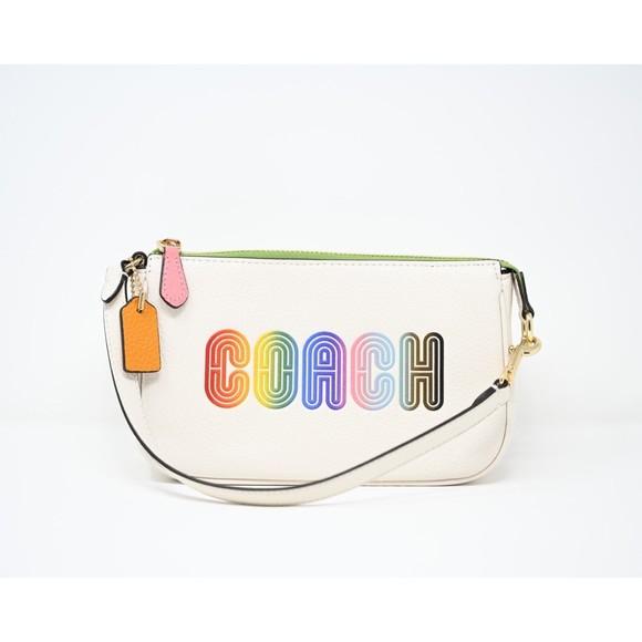 COACH NOLITA 19 Pride Rainbow Graphic Chalk Multi Pebbled Leather NWT CA438 $218 - Picture 1 of 16